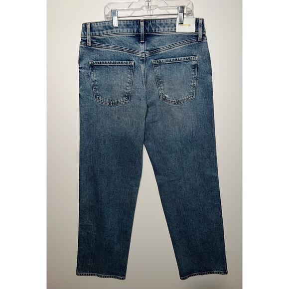 Express women’s distressed relaxed straight low rise button zipper blue jeans - Picture 9 of 9